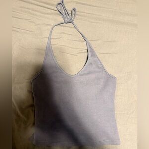 Gray halter neck cropped tank